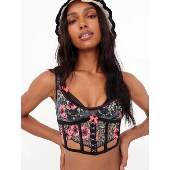 NWT For Love & Lemons Penelope floral embroidery bustier, XXS - Picture 2 of 14